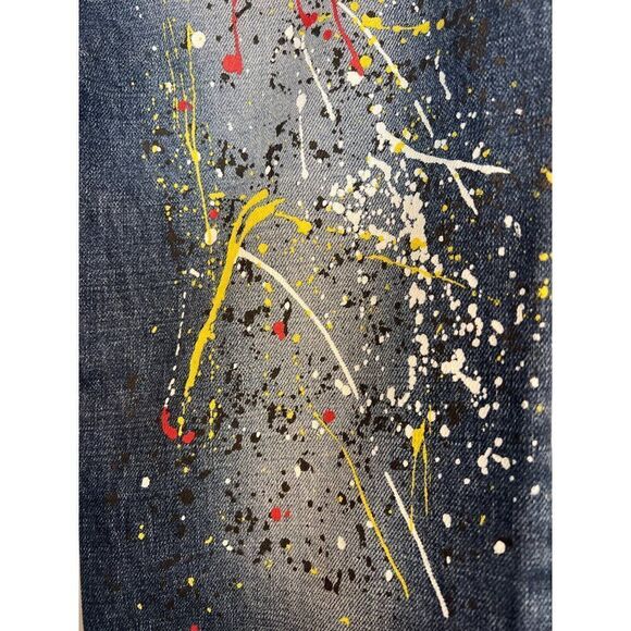 Express Women Painted Splatter Straight Leg Jeans Size 1/2 - Picture 5 of 10